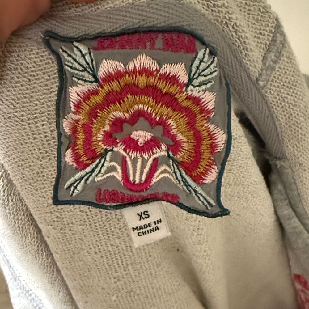 Johnny Was Gray and Pink Embroidered Hoodie - Picture 6 of 6